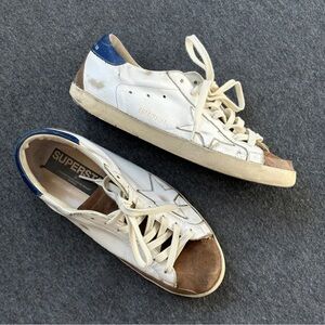 Golden Goose Superstar Sneakers, Blue and White